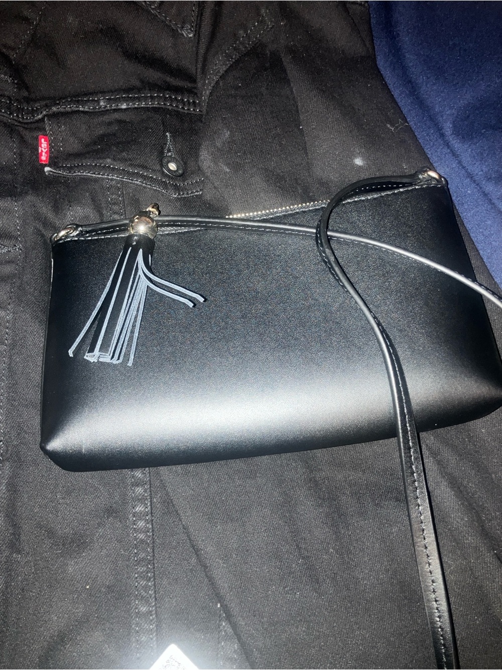 NWT Kate Spade New York  black leather Tassel Crossbody Bag /Shoulder bag 9x9x2